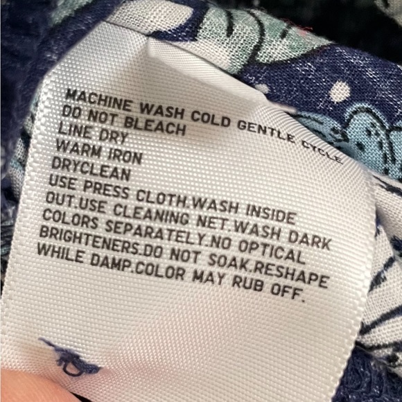 Uniqlo x Paul & Joe Navy Blue Floral Button Down Puff Sleeve Tiered Dress Size M - Picture 5 of 16